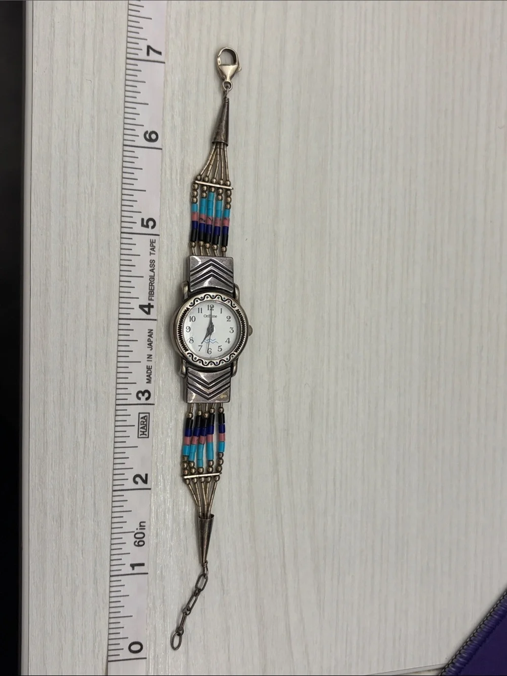Native Oriflame Women's Sterling Silver Silver Analog Watch with Blue Accents